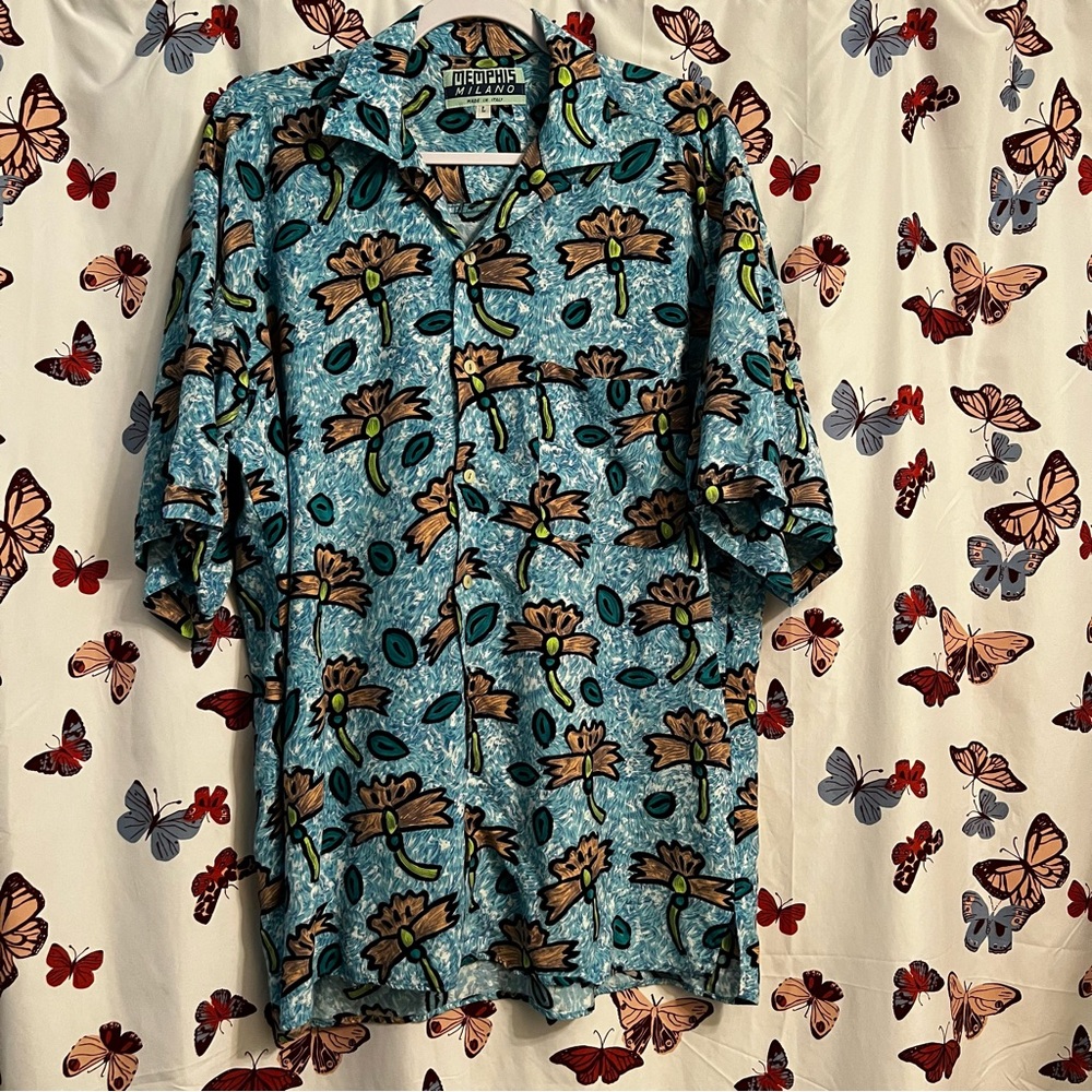 vintage floral button down short sleeve